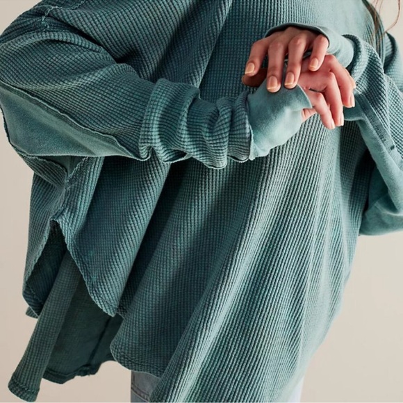 NWT FREE PEOPLE Microphone Drop Thermal Silver Pine - Picture 4 of 5